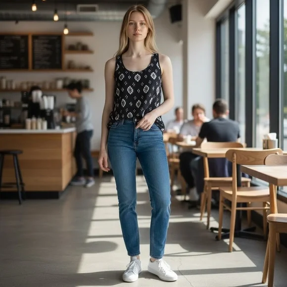 Olive & Oak Sleeveless Tank Top Black and White Size XS - Picture 3 of 16